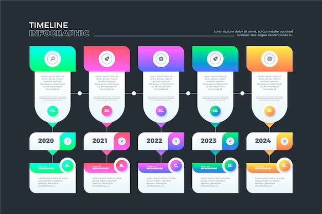 Бесплатное векторное изображение Хронология инфографики с годами и текстом