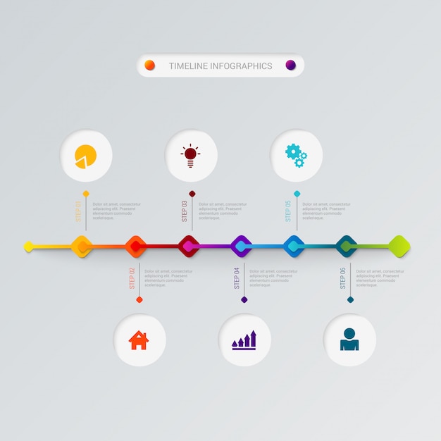 Vettore gratuito modello di vettore di infographics di cronologia.