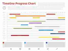 Free vector timeline progress graph, gantt chart of project. gantt plan chart and timeline with ganttchart illustration