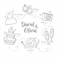 Free vector timeline wedding in lineal style