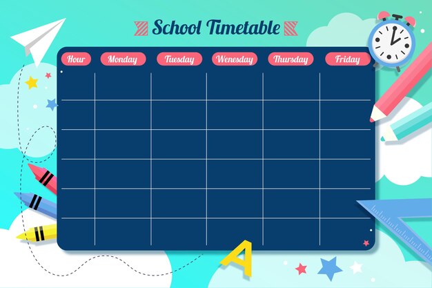 Timetable template for back to school