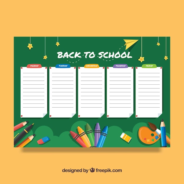 Timetable template with chalkboard design