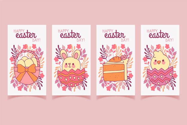 Free vector tiny chicken instagram easter collection