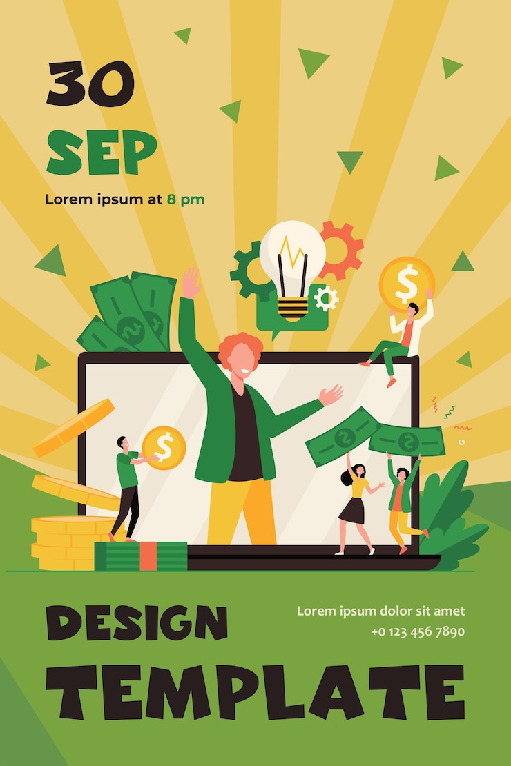 Free Vector tiny entrepreneur crowdfunding startup project flat