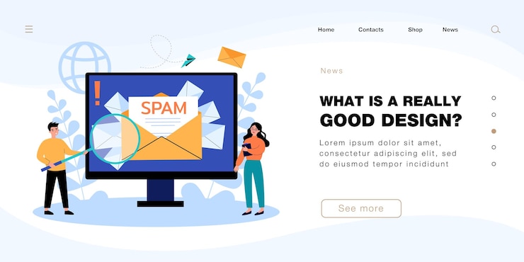 Free Vector tiny office workers and envelope with spam on computer screen