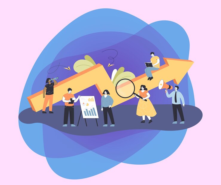 Free Vector tiny people preparing and boosting business project start up in office