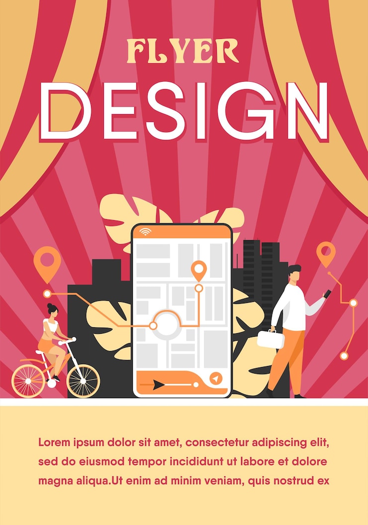 Free Vector tiny people using mobile application with map outdoors isolated flat