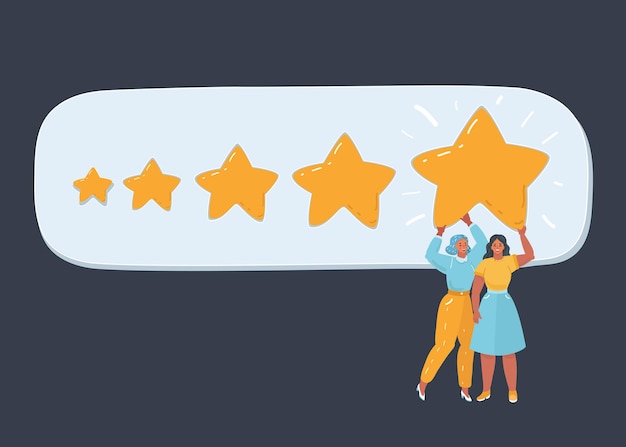 Tiny people with gold stars rating