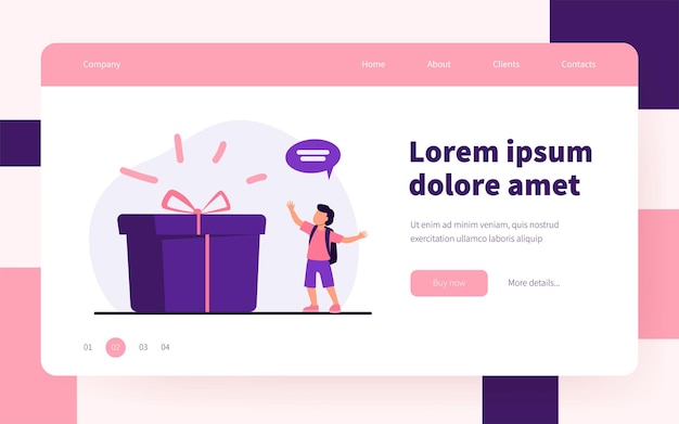 無料ベクター 巨大なギフトボックスの近くに立っている小さな生徒