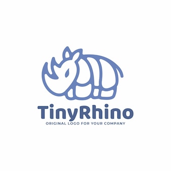 Tiny rhinoceros logo design template.