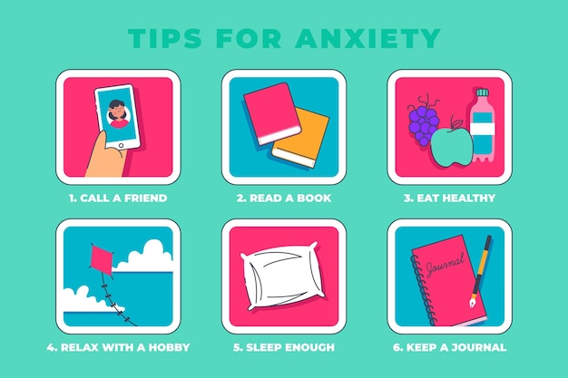 Free vector tips for anxiety collection
