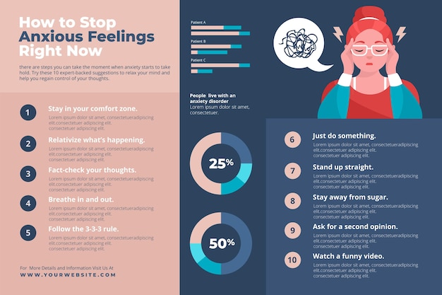 Free vector tips for anxiety infographic concept