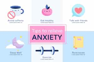 Free vector tips for anxiety infographic design