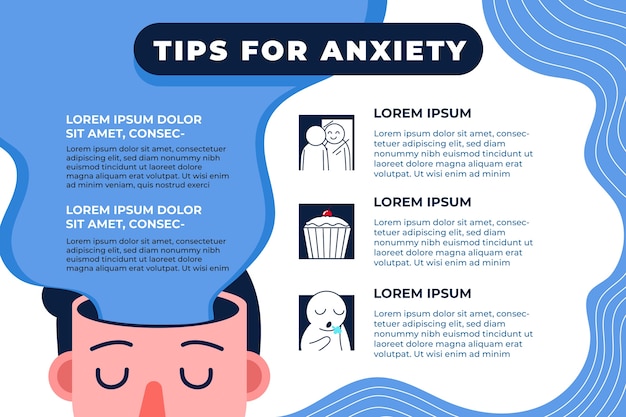 Free vector tips for anxiety infographic