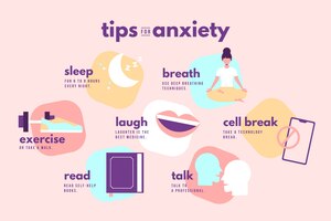 Free vector tips for anxiety infographic