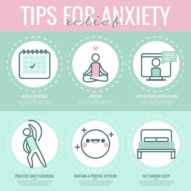 Free vector tips for anxiety infographic