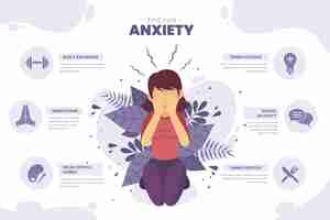 Free vector tips for anxiety infographic