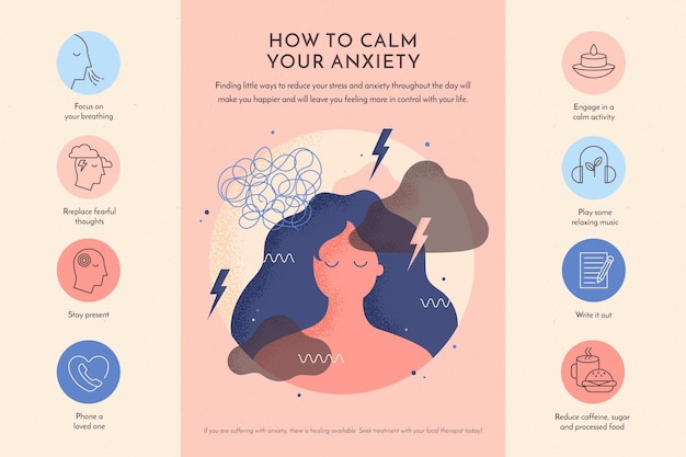 Free vector tips for anxiety infographic