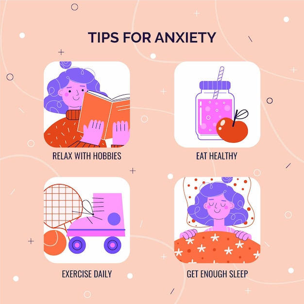 Free vector tips for anxiety infographic