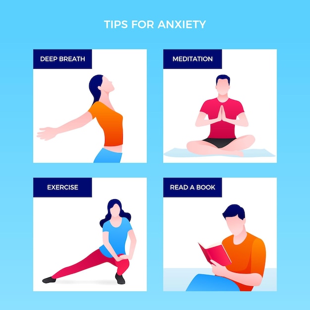 Free vector tips for anxiety infographic