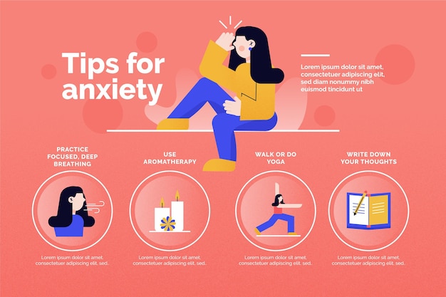 Free vector tips for anxiety infographic