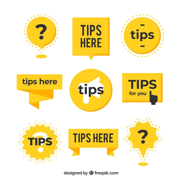 Tips badges collection in flat style