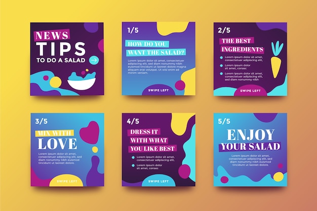 Free vector tips instagram post collection