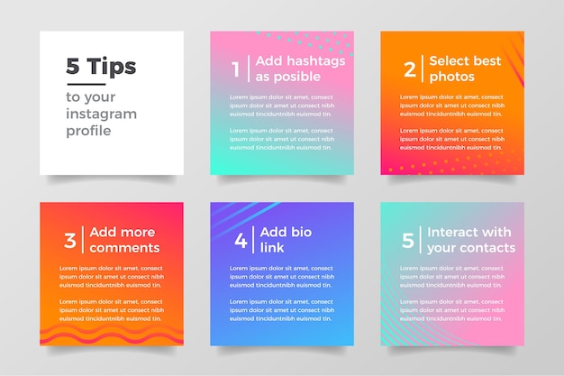 Free vector tips instagram post collection