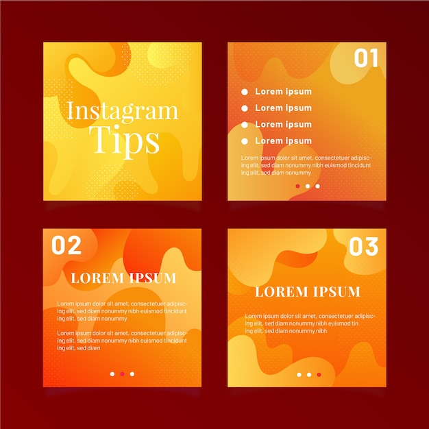 Free vector tips instagram post collection