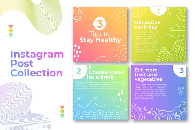 Free vector tips instagram post pack