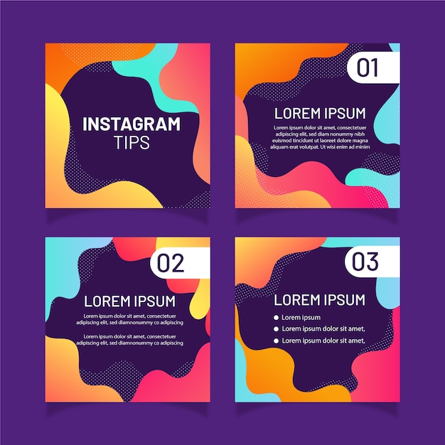 Free vector tips instagram post set