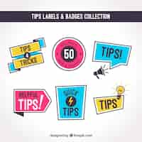 Free vector tips label collection with flat design