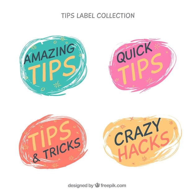 Tips labels collection in flat style