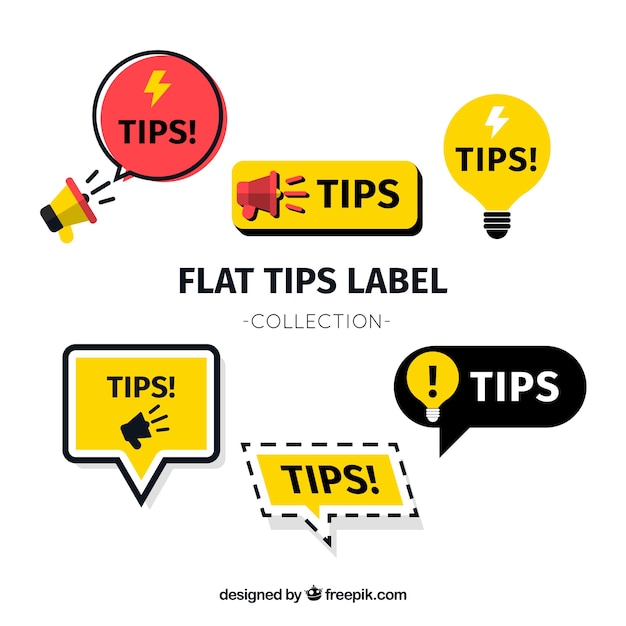 Tips labels collection in flat style