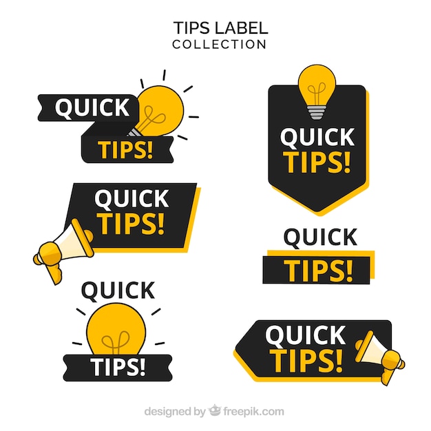 Tips labels collection in flat style