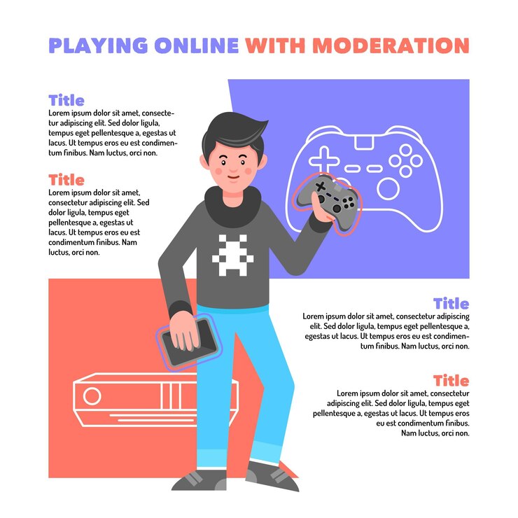 Free Vector tips for playing online games with moderation template
