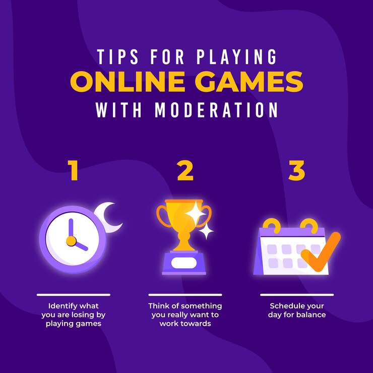 Free Vector tips for playing online games with moderation template