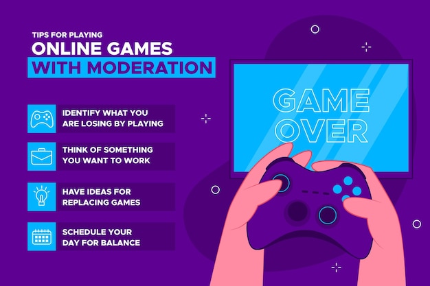 Free: Tips for playing online games with moderation Free Vector 