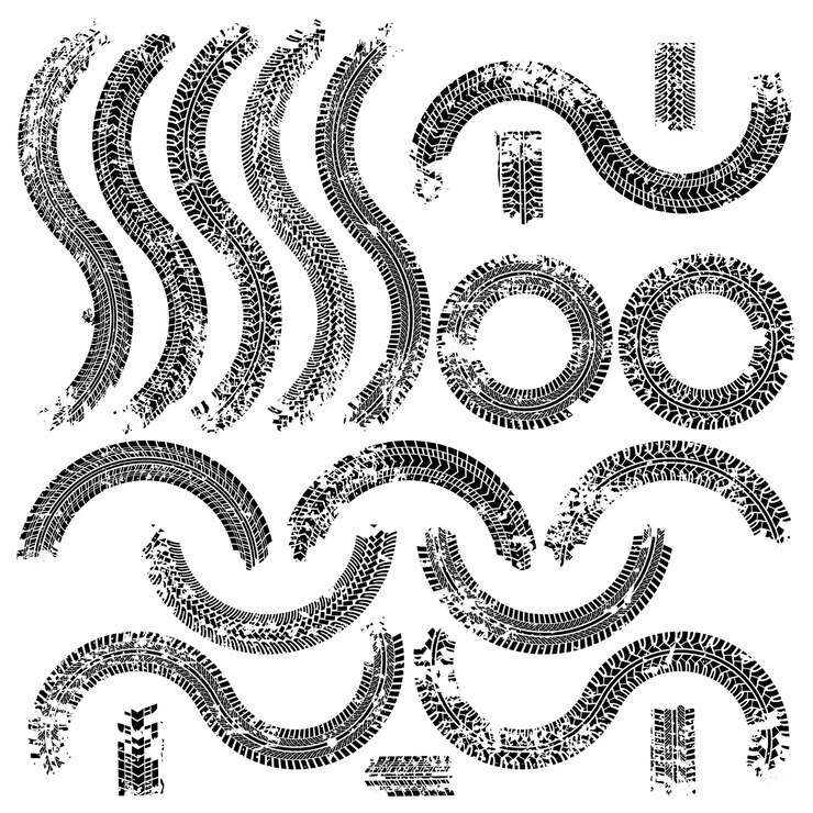 Free Vector tire traces set.