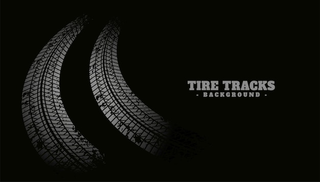 Tire track print texture on black background