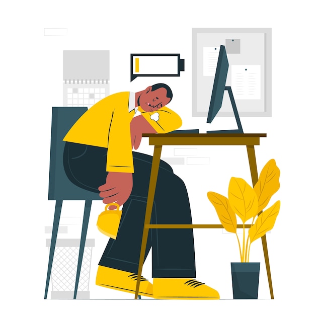 Бесплатное векторное изображение Иллюстрация концепции усталого сотрудника