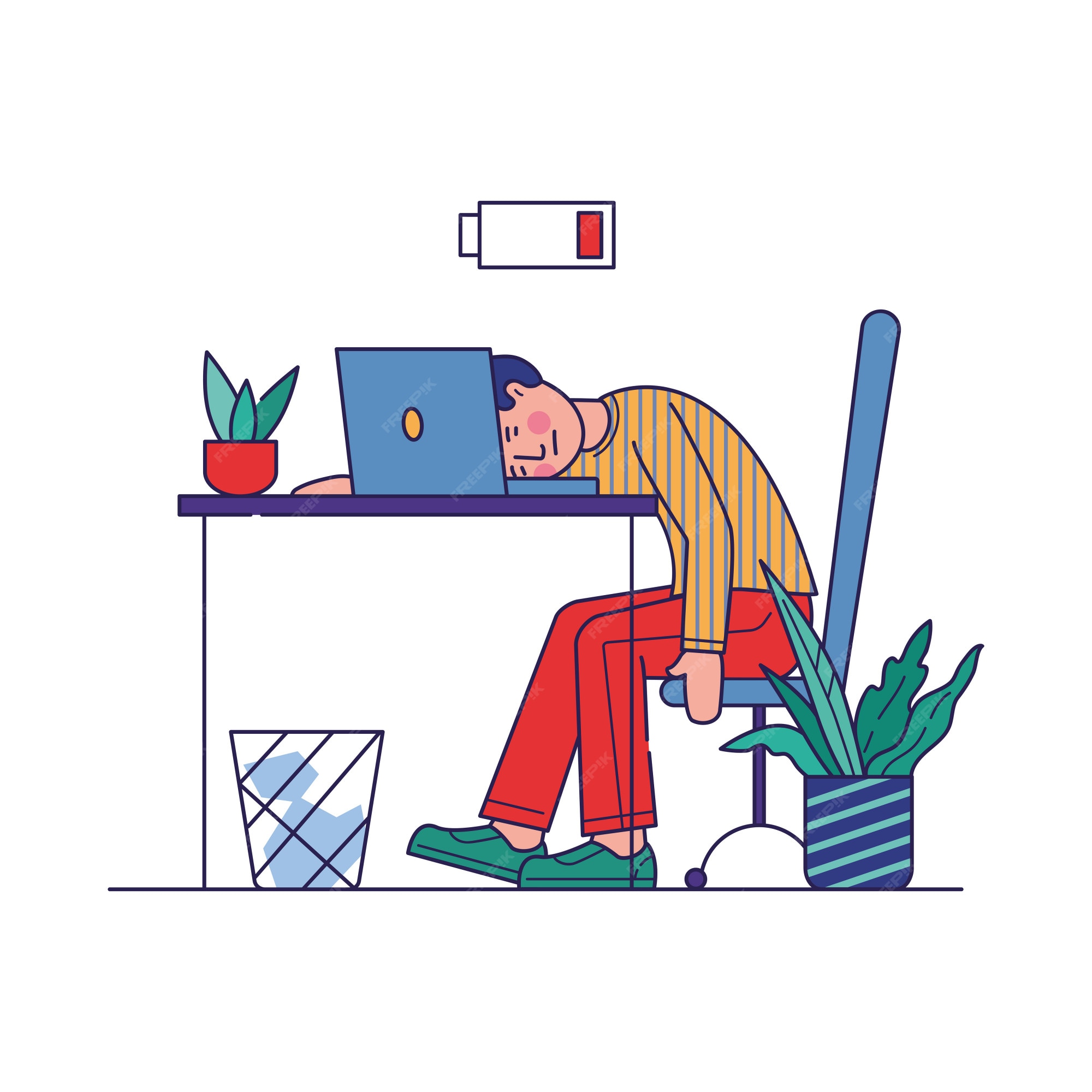 Free Vector | Tired employee exhausted with work