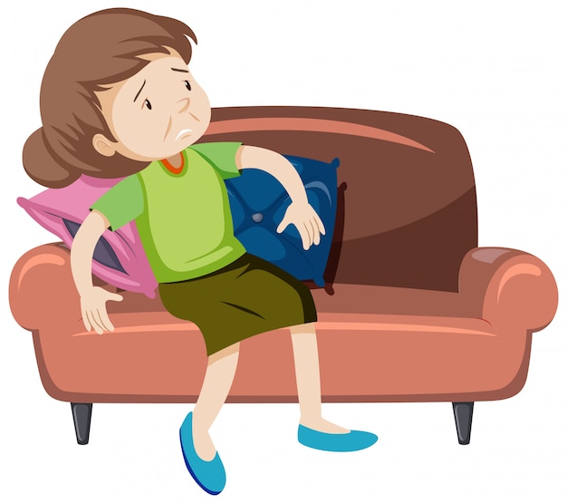 Free vector tired old woman on the couch