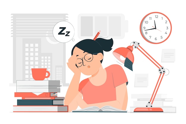 Free vector tired student concept illustration