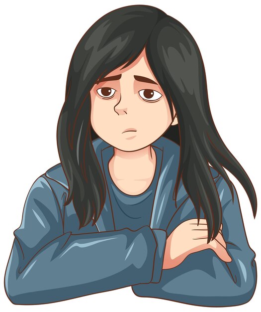 Tired woman cartoon character