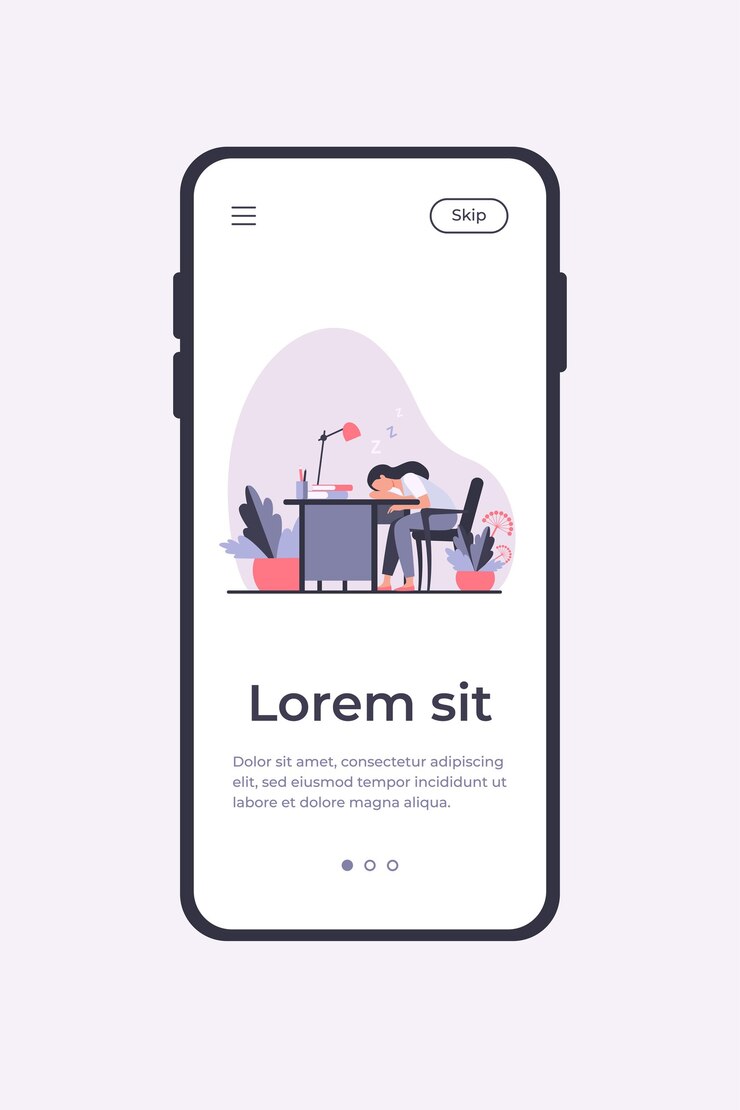 Free Vector tired woman sleeping during work at table. desk, exhaustion, employee flat vector illustration. workplace and occupation concept mobile app template