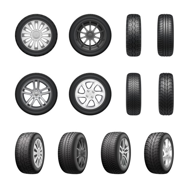 Tires Wheels Realistic Set