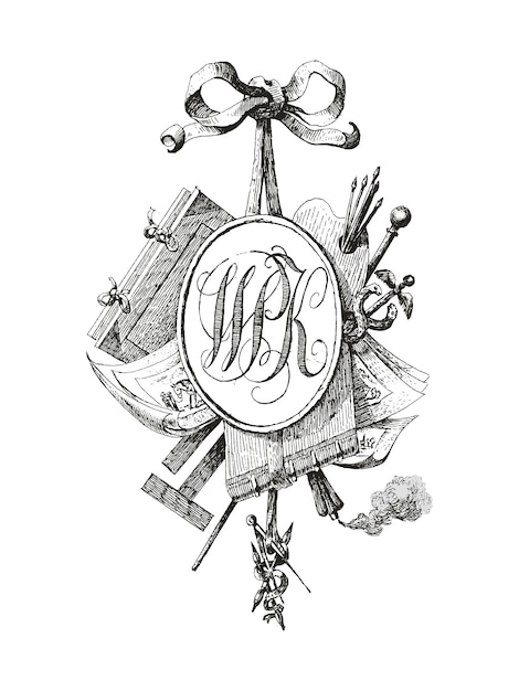 Бесплатное векторное изображение Титульная виньетка с монограммой