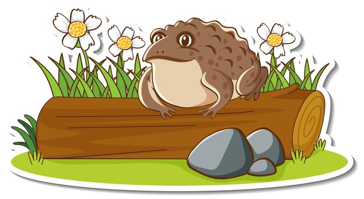 Free Vector a toad standing on a log sticker