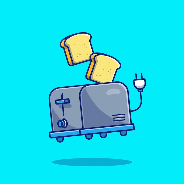 Free vector toaster and bread. food technology